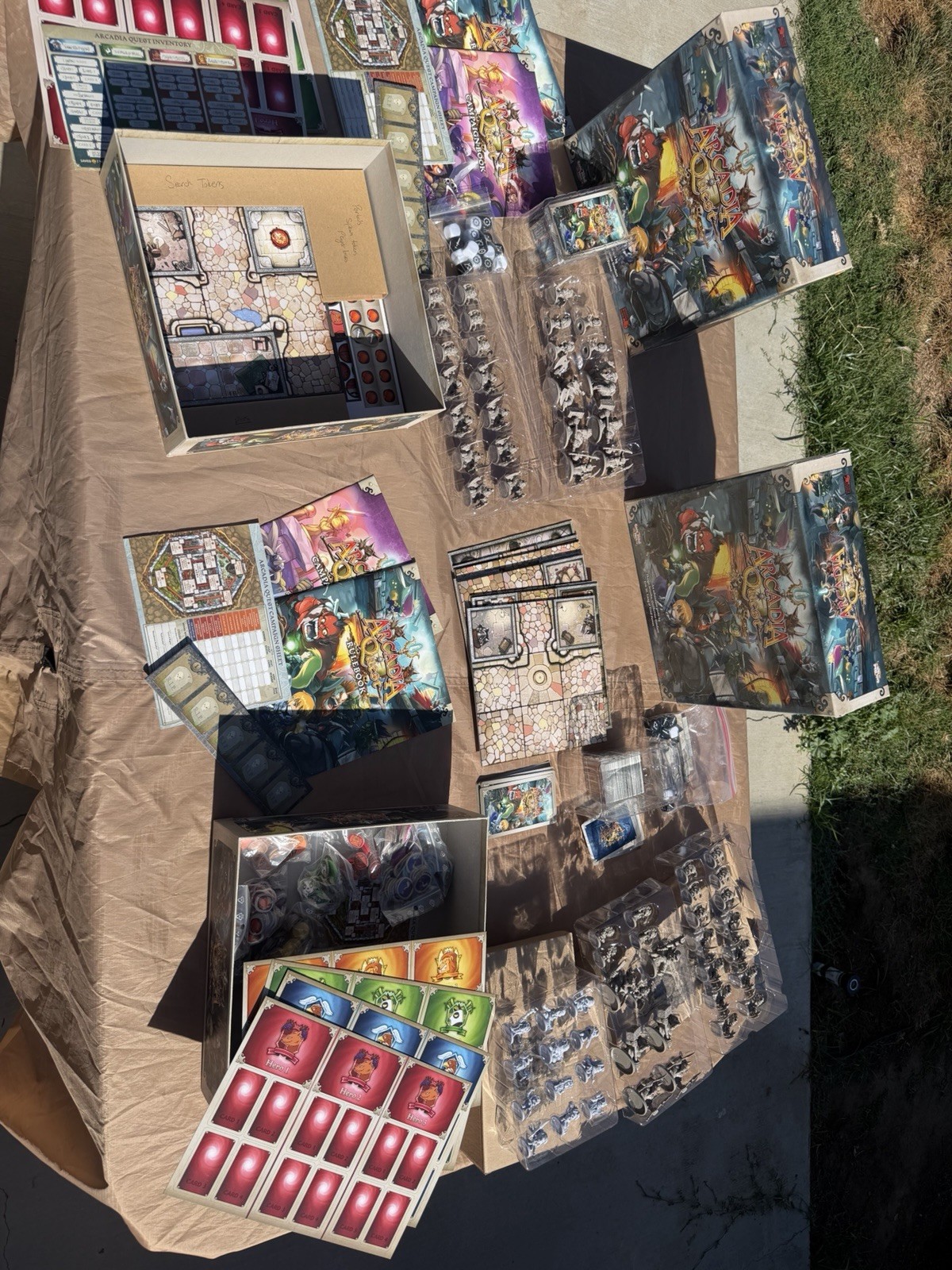 CMON Arcadia Quest Inferno Fantasy Board Game Lot w/ Expansion Pack, Miniatures