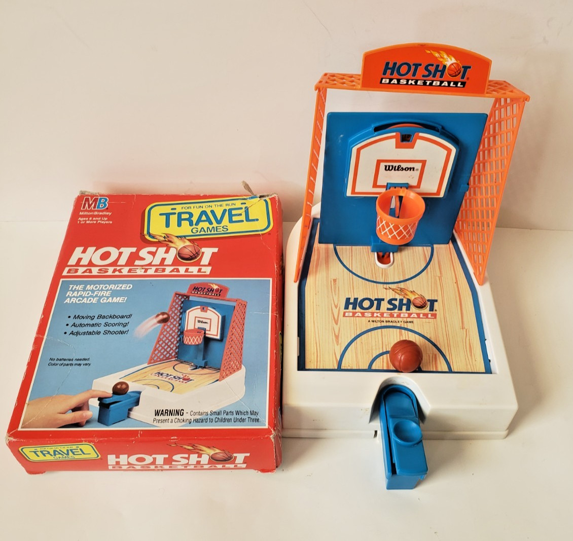 Vintage 1992 Milton Bradley Travel Hot Shot Basketball Game w/ Box