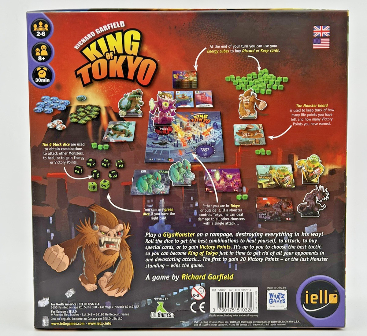 Richard Garfield King of Tokyo Board Game Open Box Excellent Condition Complete