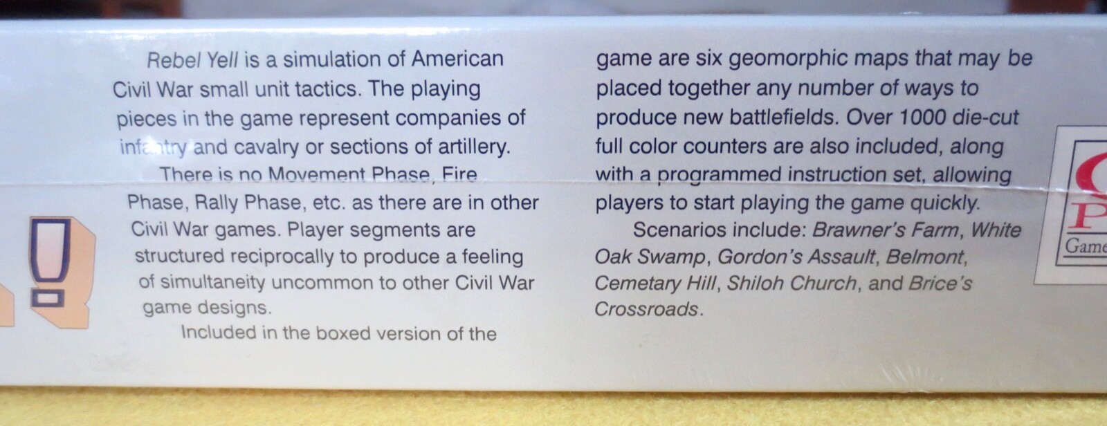 Rebel Yell! Small Unit Tactics of the American Civil War. 1991 Free UPS shipping
