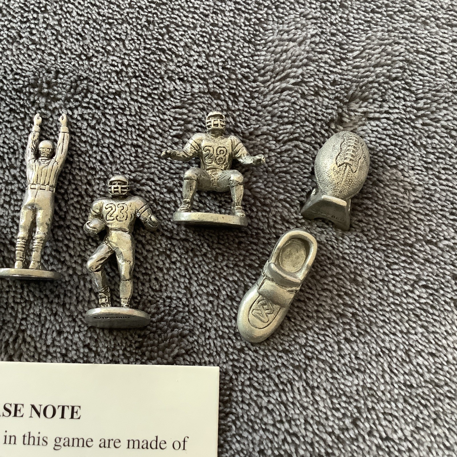 Vintage NFL Monopoly Lot of 8 Pewter Game Pieces 2 Football Shaped Dice Hasbro