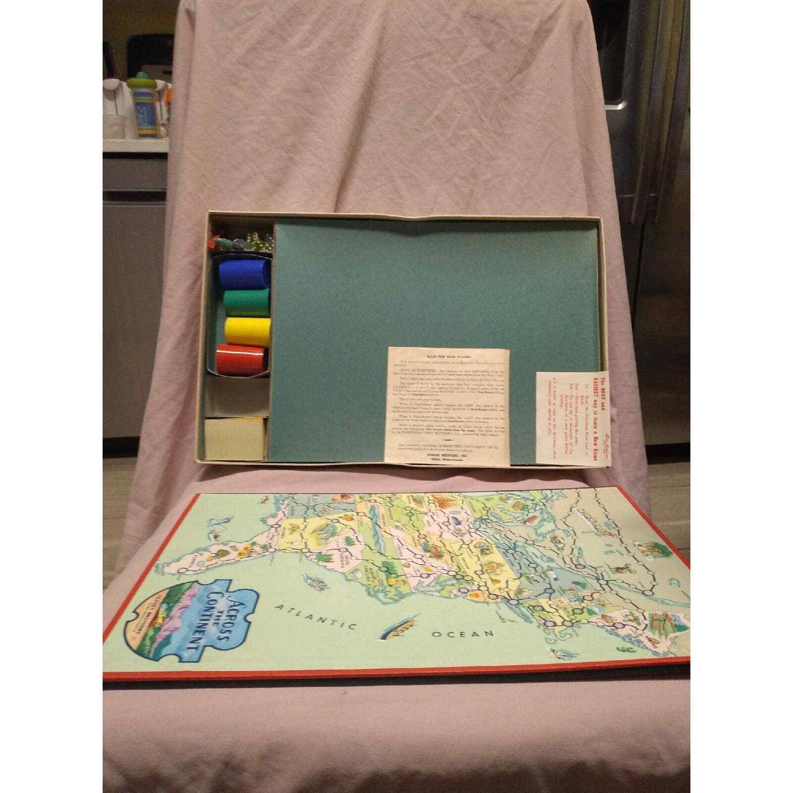 Vintage 1952 Second Edition Across The Continent Board Game Parker Brothers
