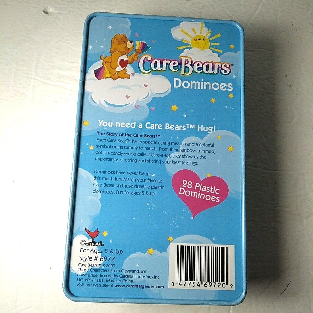 Care Bears Domino Game In Collectible Tin Box 28 Piece Colorful Dominoes 2003