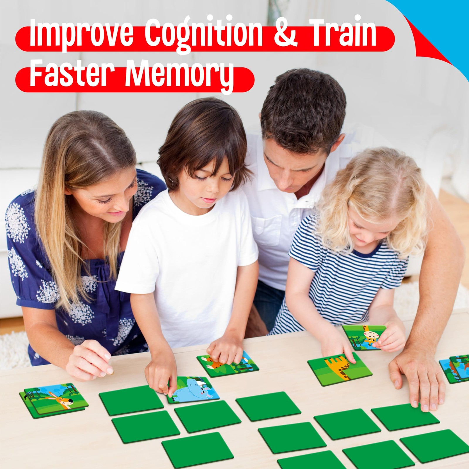Jungle Animal Memory Game 28 Chunky Cards for 1-5 Players – Fun Educational Toy