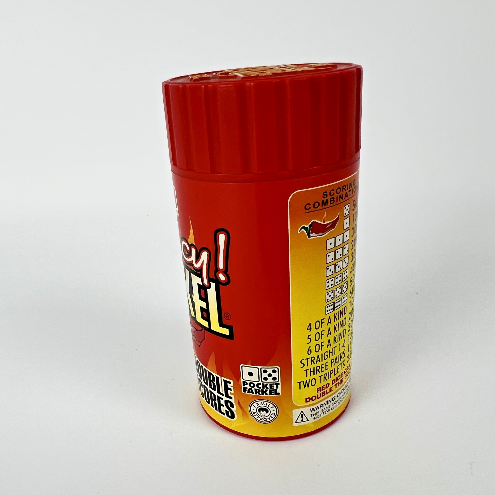 LGI Spicy Farkel 2005 Complete Red Canister Dice Game Scorepad Legendary Travel