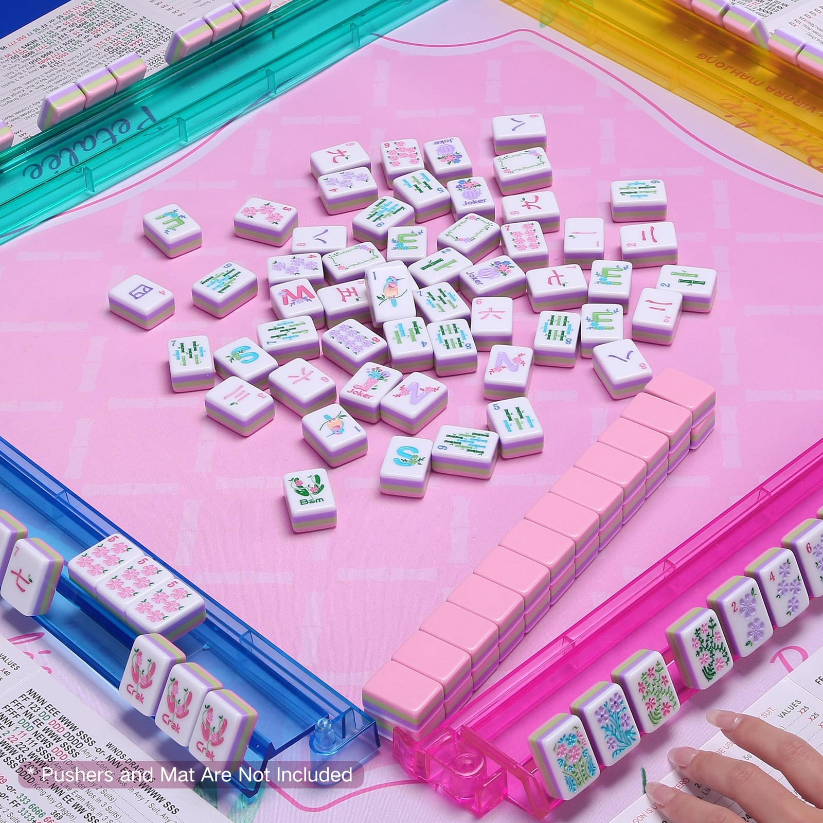 American Mahjong Tile Set, 160 Pink 4 Layer Mah Jong GameTiles with Tile Bag,…
