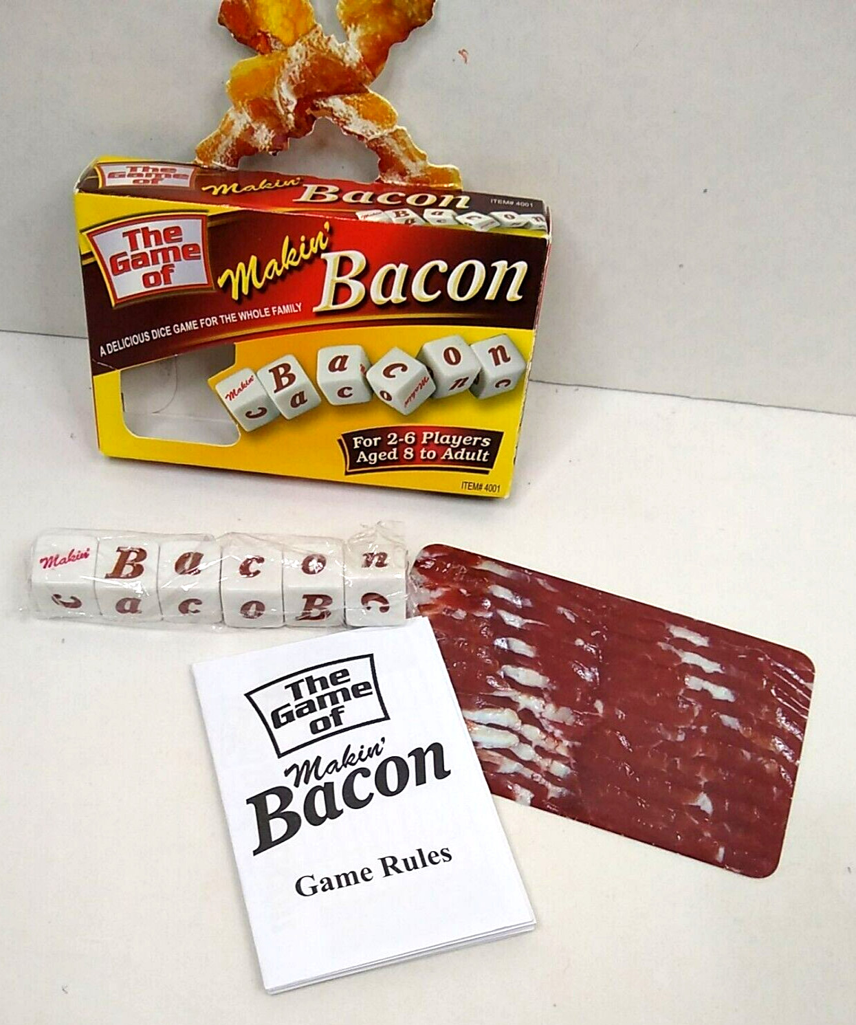 Makin’ Bacon Dice Game 2-6 Players Age 8+ Open box with some flaws
