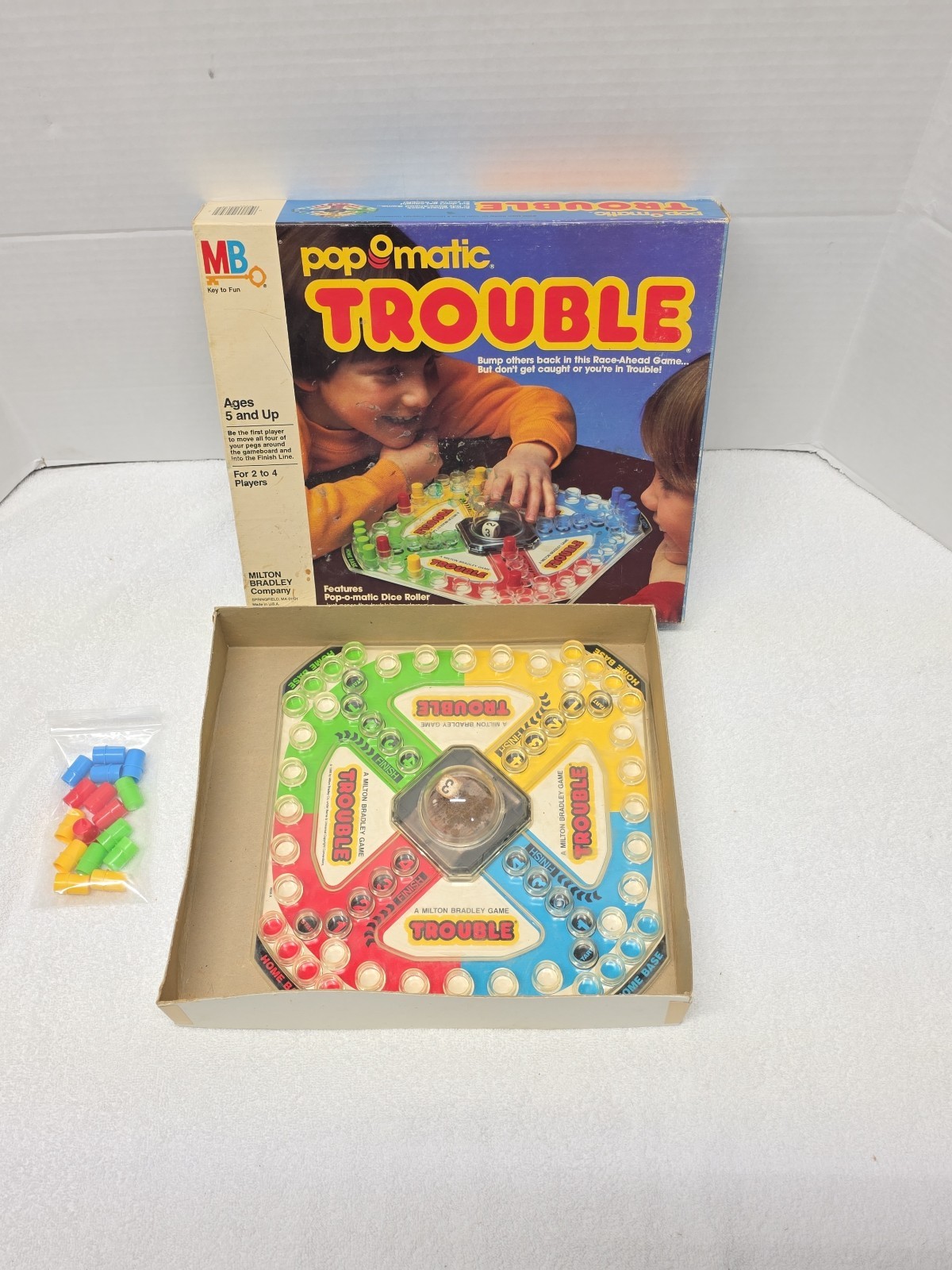 Vintage 1986 Trouble Board Game Pop O Matic Milton Bradley Complete & Works