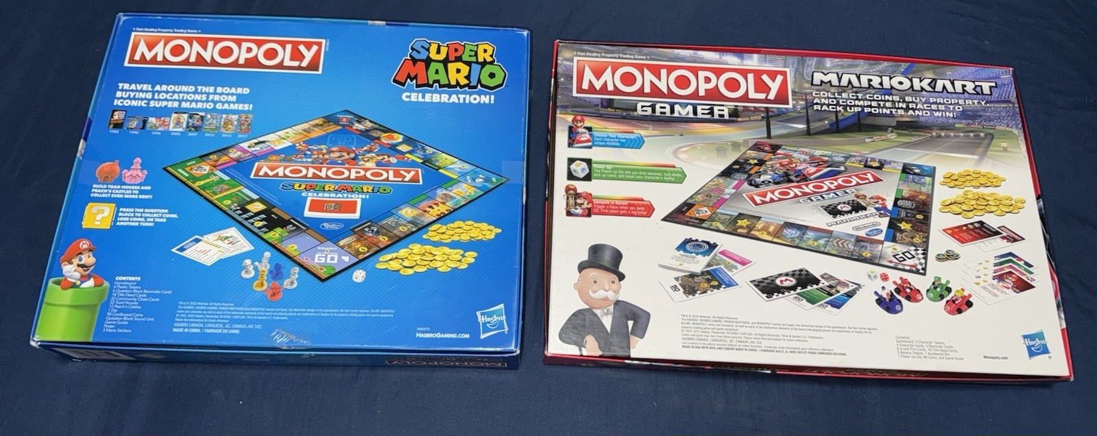 Super Mario Menopoly Bundle Set Of 2 Complete Games Used W/Bonus Characters