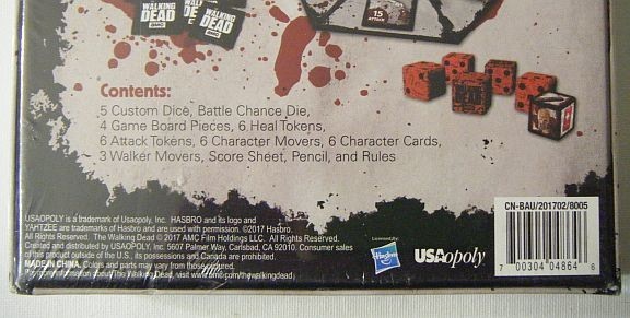Yahtzee The Walking Dead Board Game 1+ Players Ages 18+ Dice USAopoly 2017 NEW