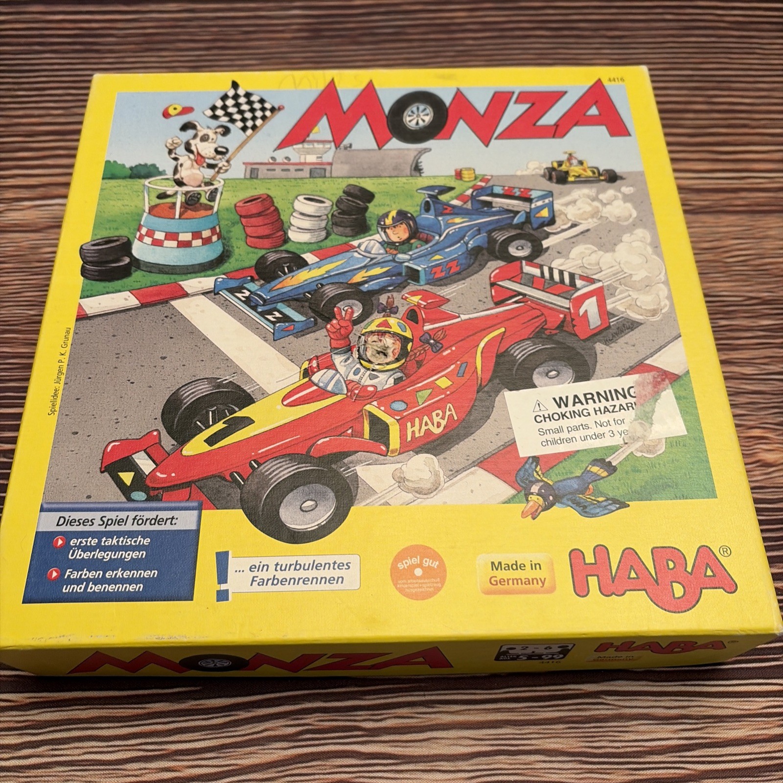 Monza Childrens Board Game HABA Car Race Complete Hole In Box