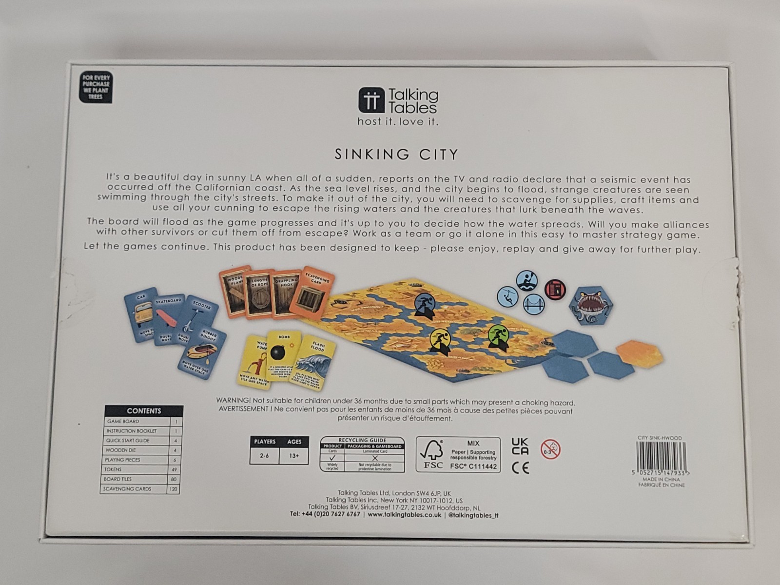 Sinking City ~ Strategy Board Game ~ Talking Tables ~ 2-6 player ages 13+