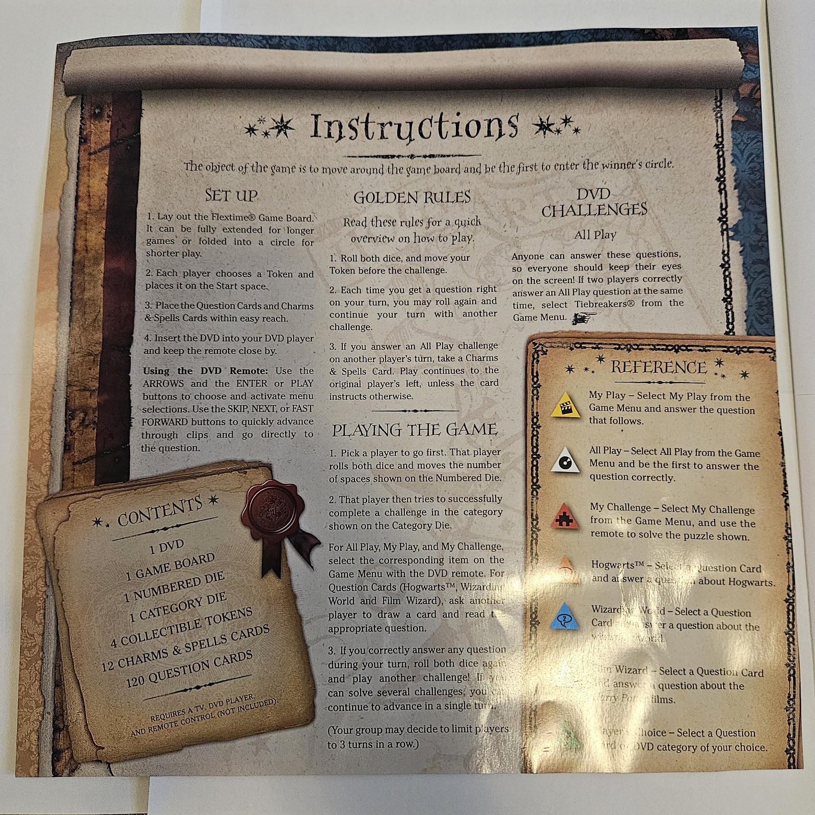 Harry Potter Scene It Complete Cinematic Journey Replacement Instructions Rules