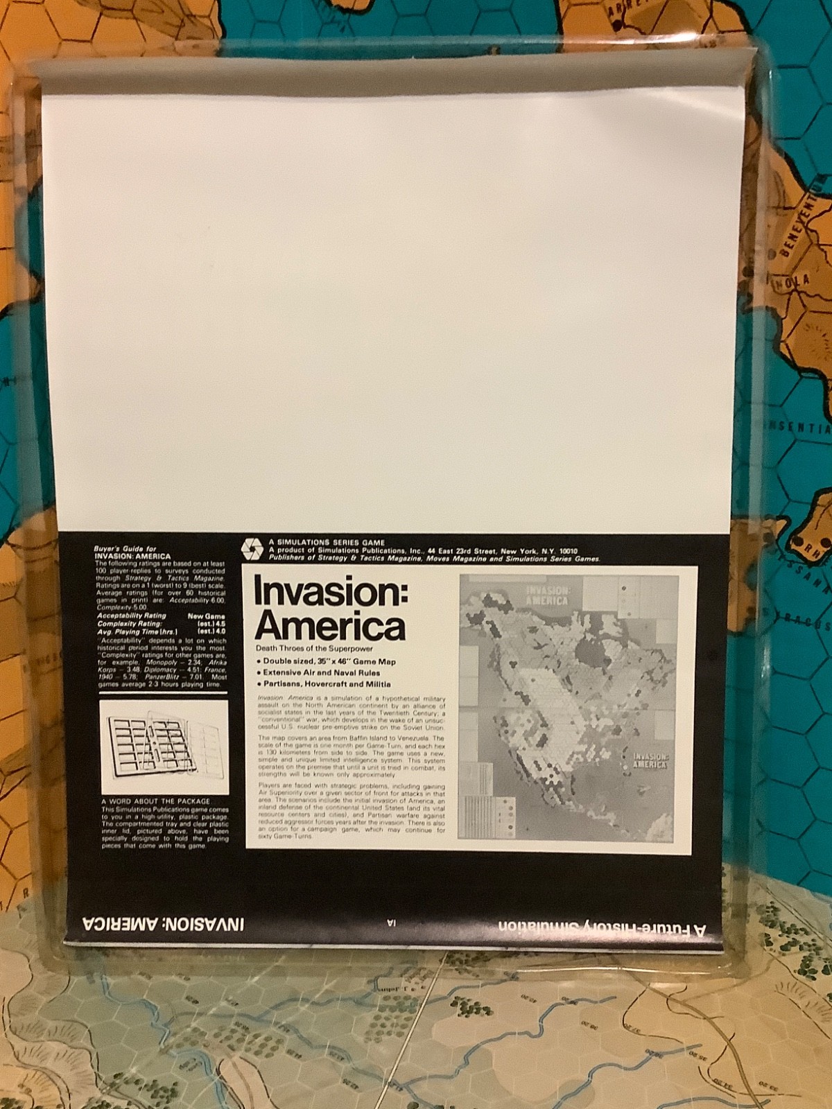 Invasion: AMERICA punched VG+ Alternate History SPI 1976 flatpack Tray WW4?