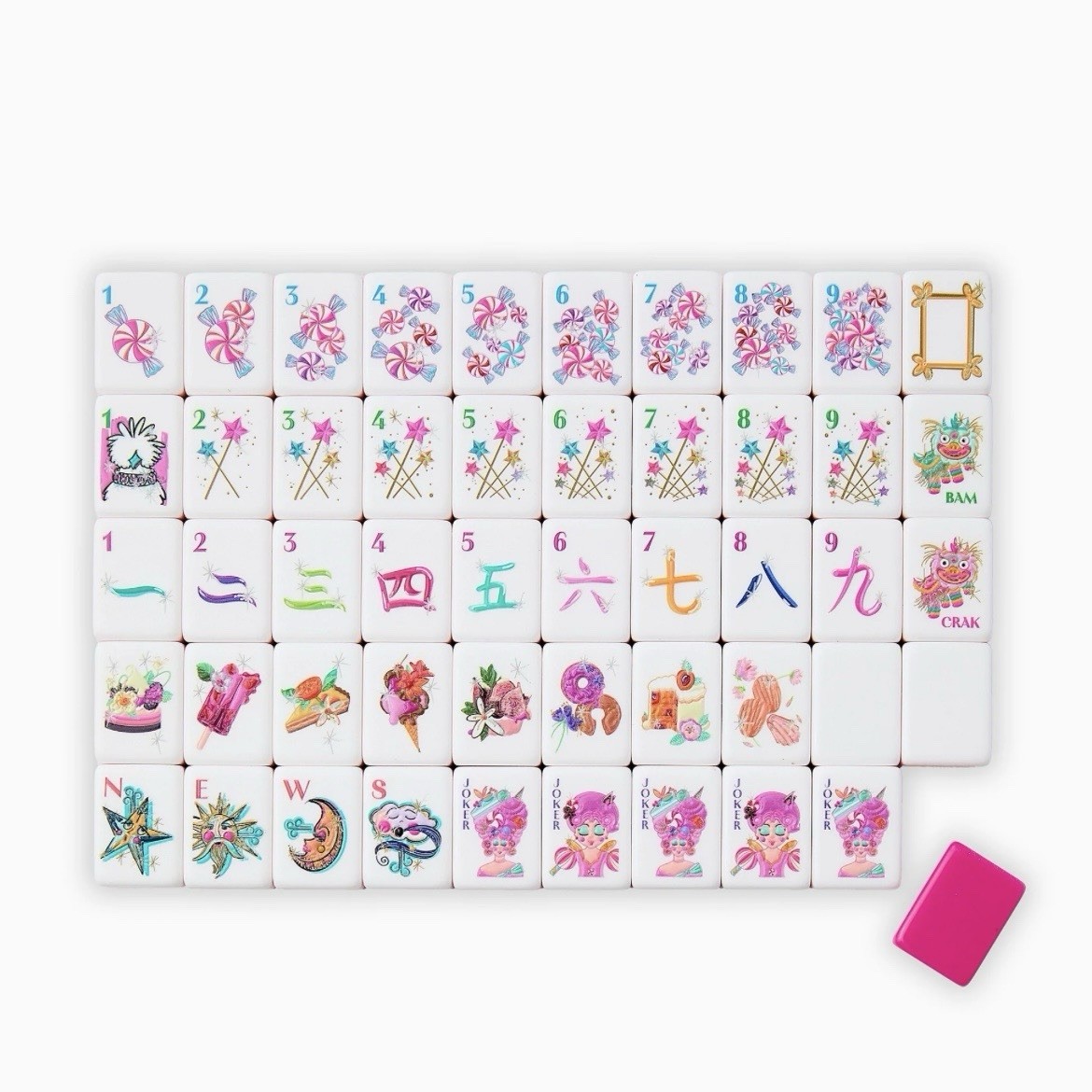 Glitterville Inspired 4-Layer Pink Back American Mahjong Tiles