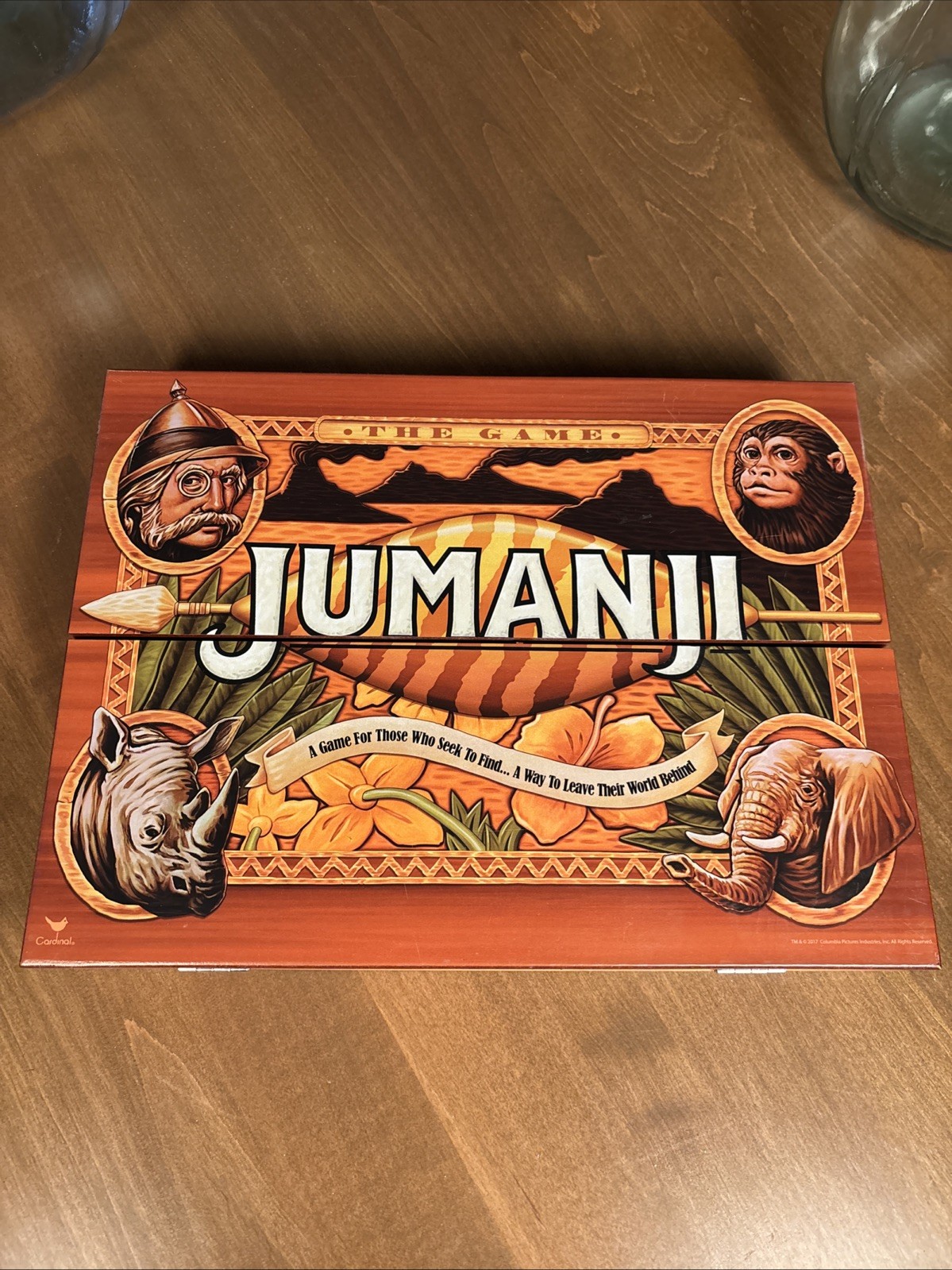 Jumanji Board Game Wooden Box Classic Retro Real Wood Case COMPLETE
