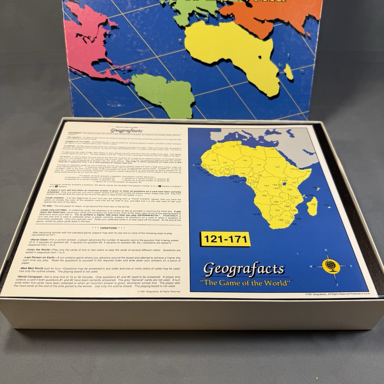Rare 1991 Geografacts Board Game 100% COMPLETE Learning Educational New Open Box