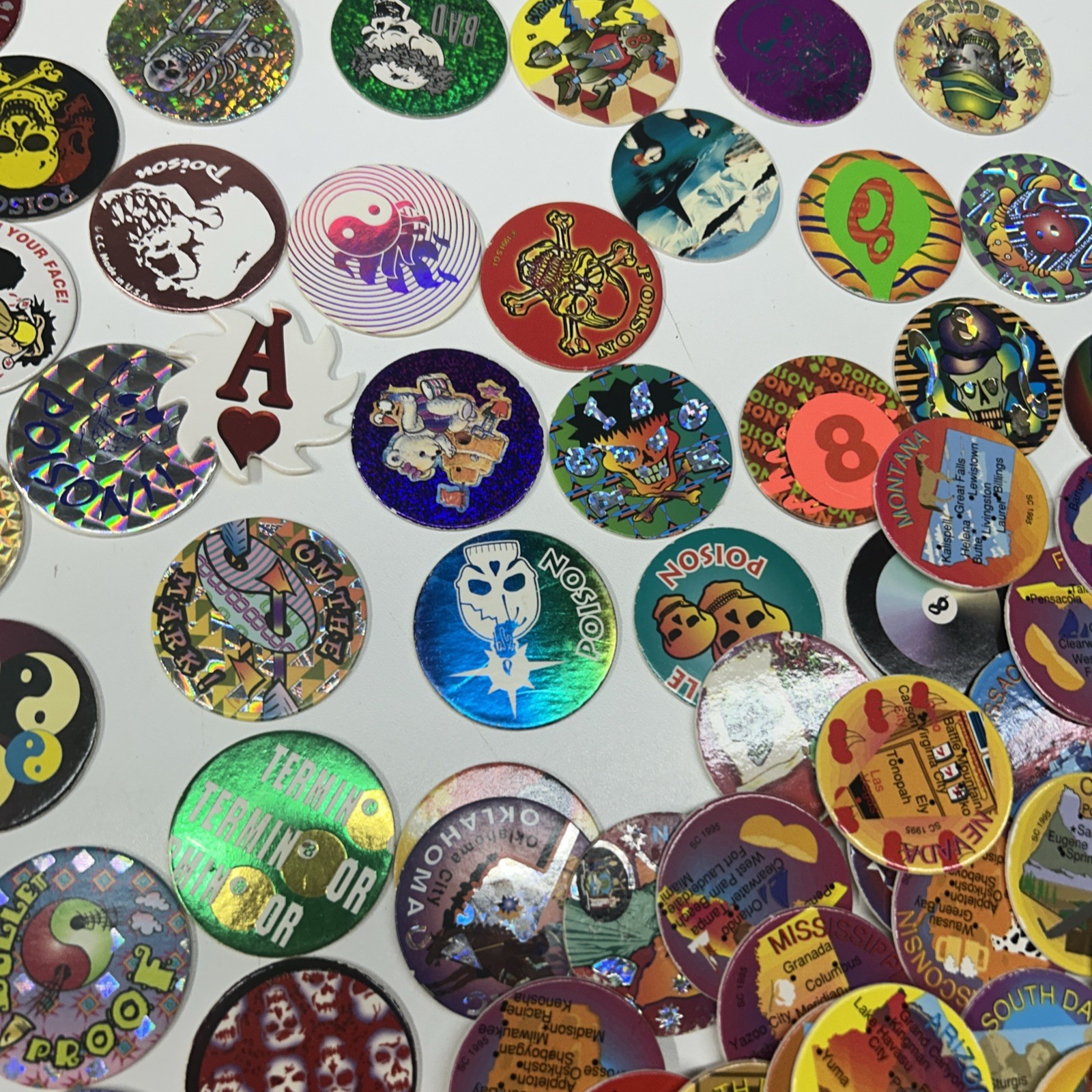 Vintage 1990’s Huge Lot Of Pogs 211 Plus Cases Holographic Lenticular Disney