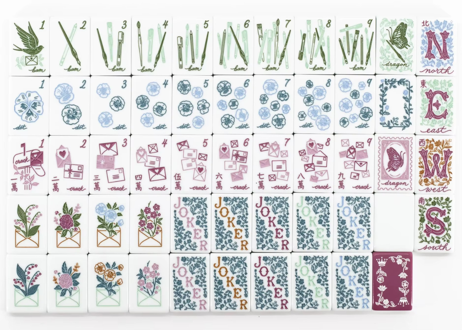 Premium American Mahjong Game Set 160pcs 160 tiles Red green Mah Jong Tiles