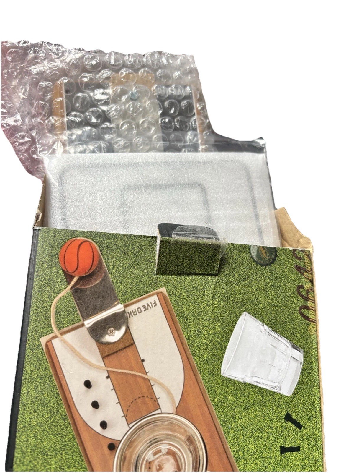 Five Oak Collective Basketball Shots Wooden Game Board With Two Shot Glasses