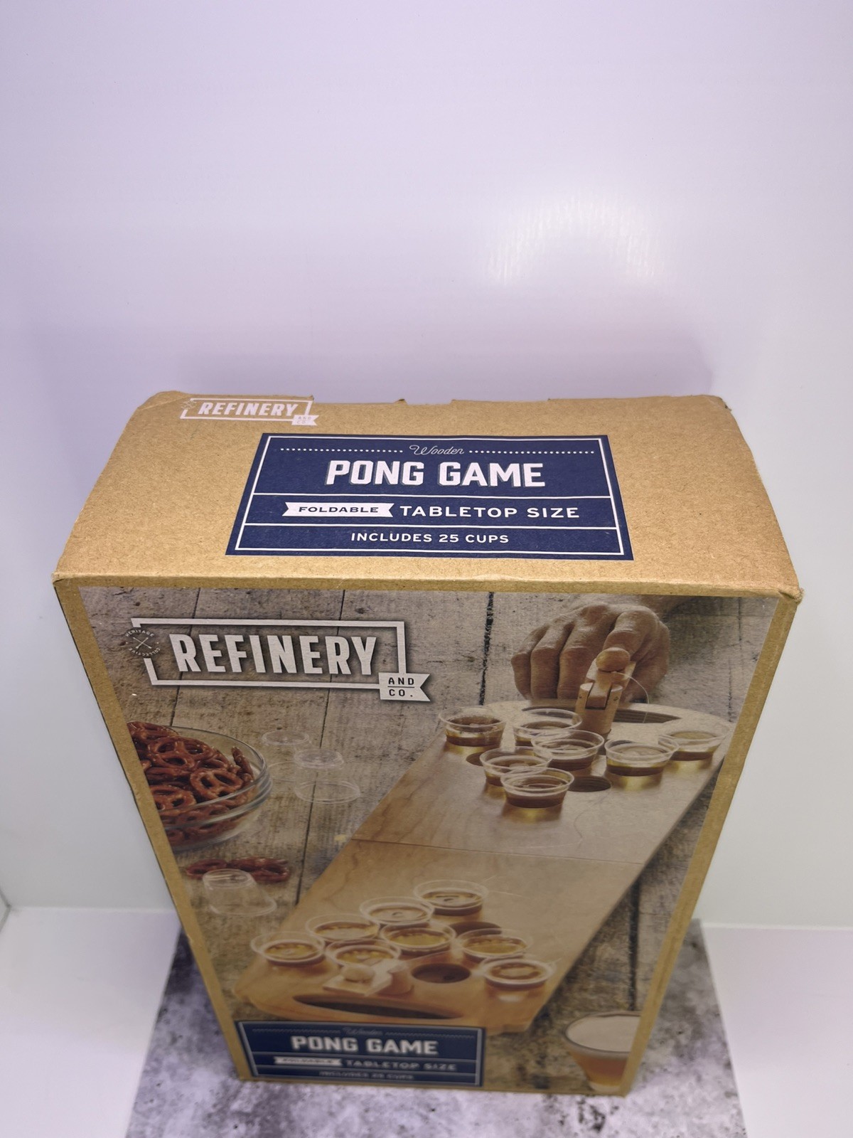 Refinery and Co Wooden Pong Game Mini Beer Pong Party Set Adult Drinking Game