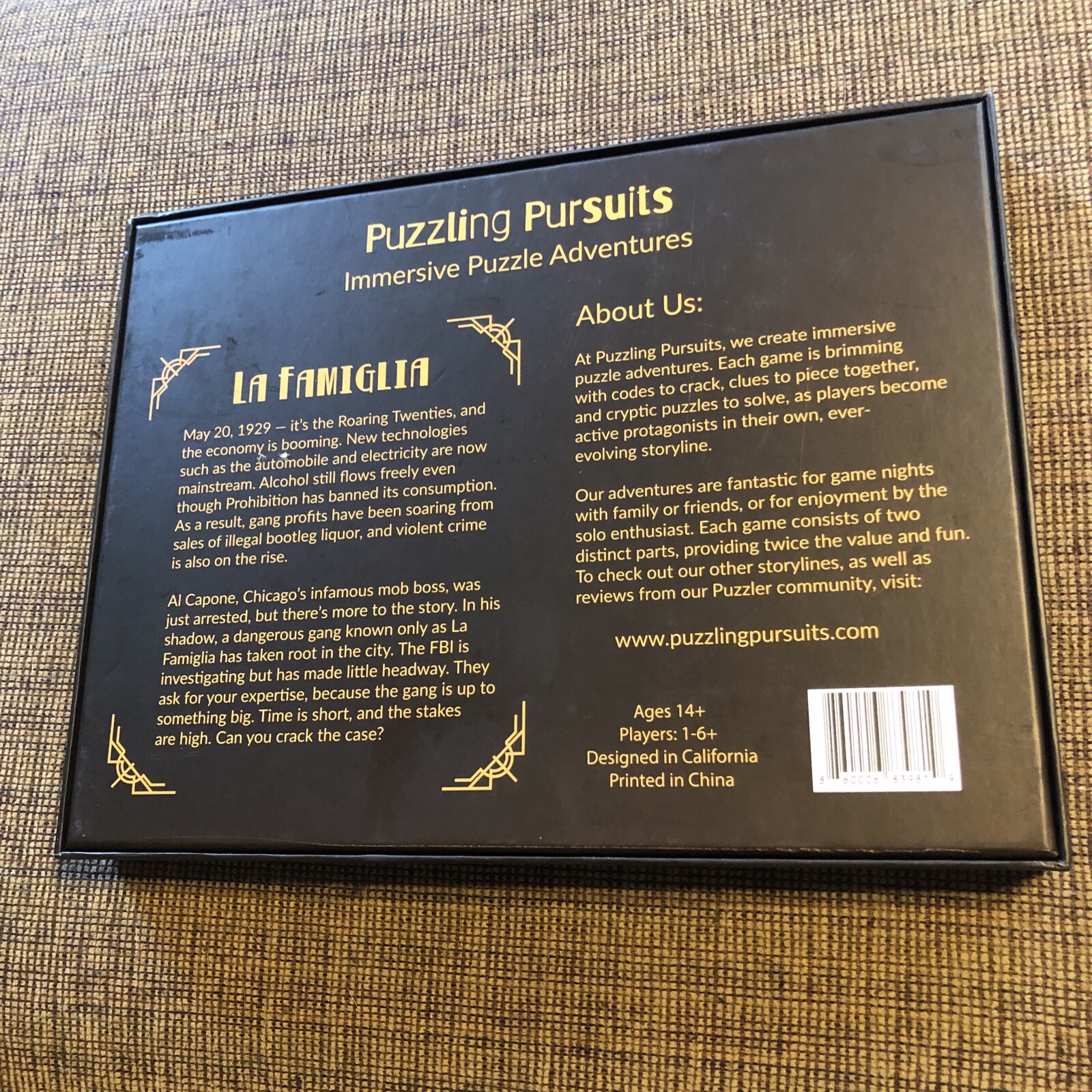 Puzzling Pursuits La Famiglia Mafia Prohibition Escape Game Al Capone Nice