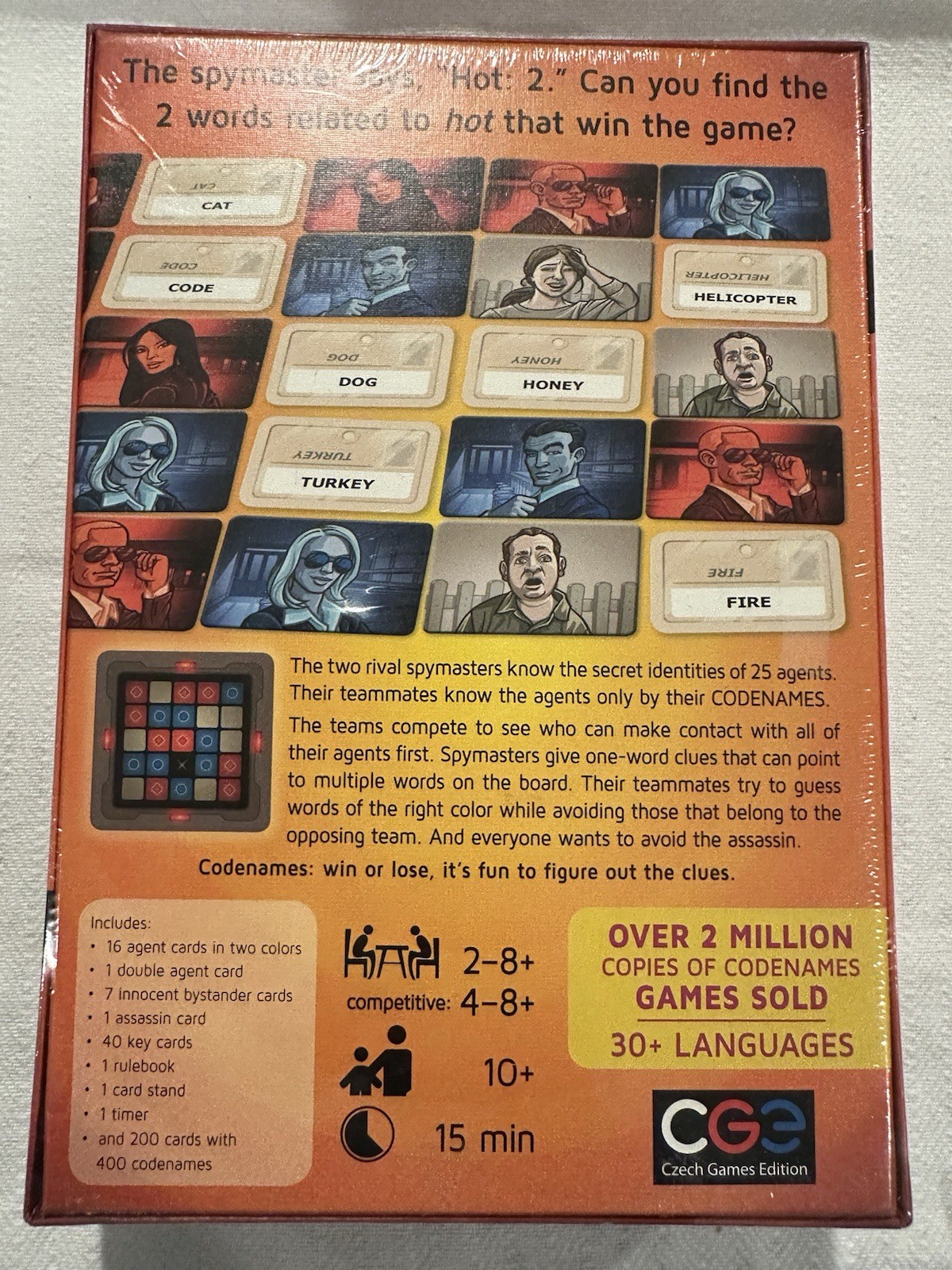 Czech Games Edition Codenames Word Game Spies 2-8+ Ages 10+ Golden Geek 2015