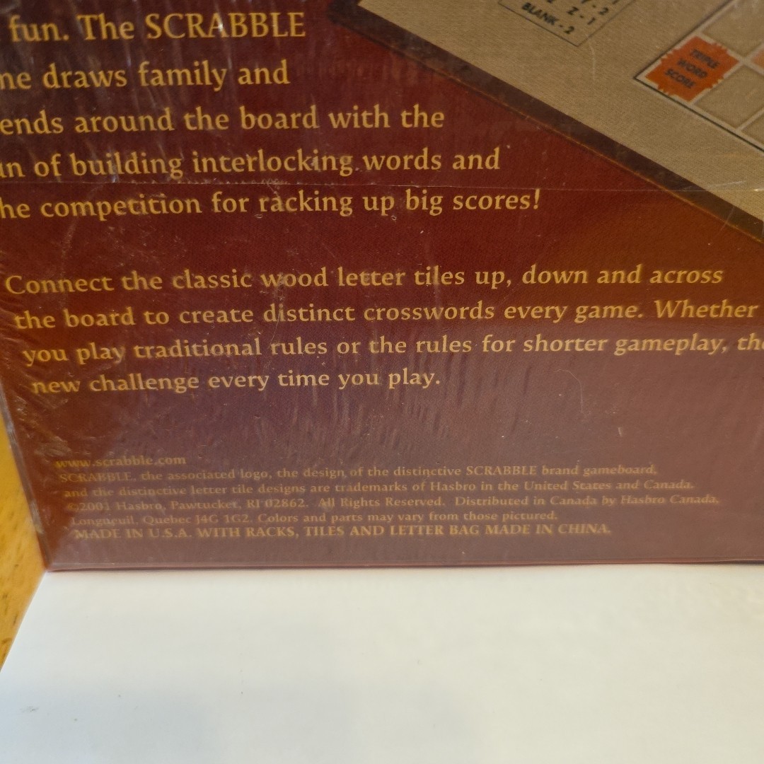 Scrabble Hasbro Board Game Vantage Sealed 2001
