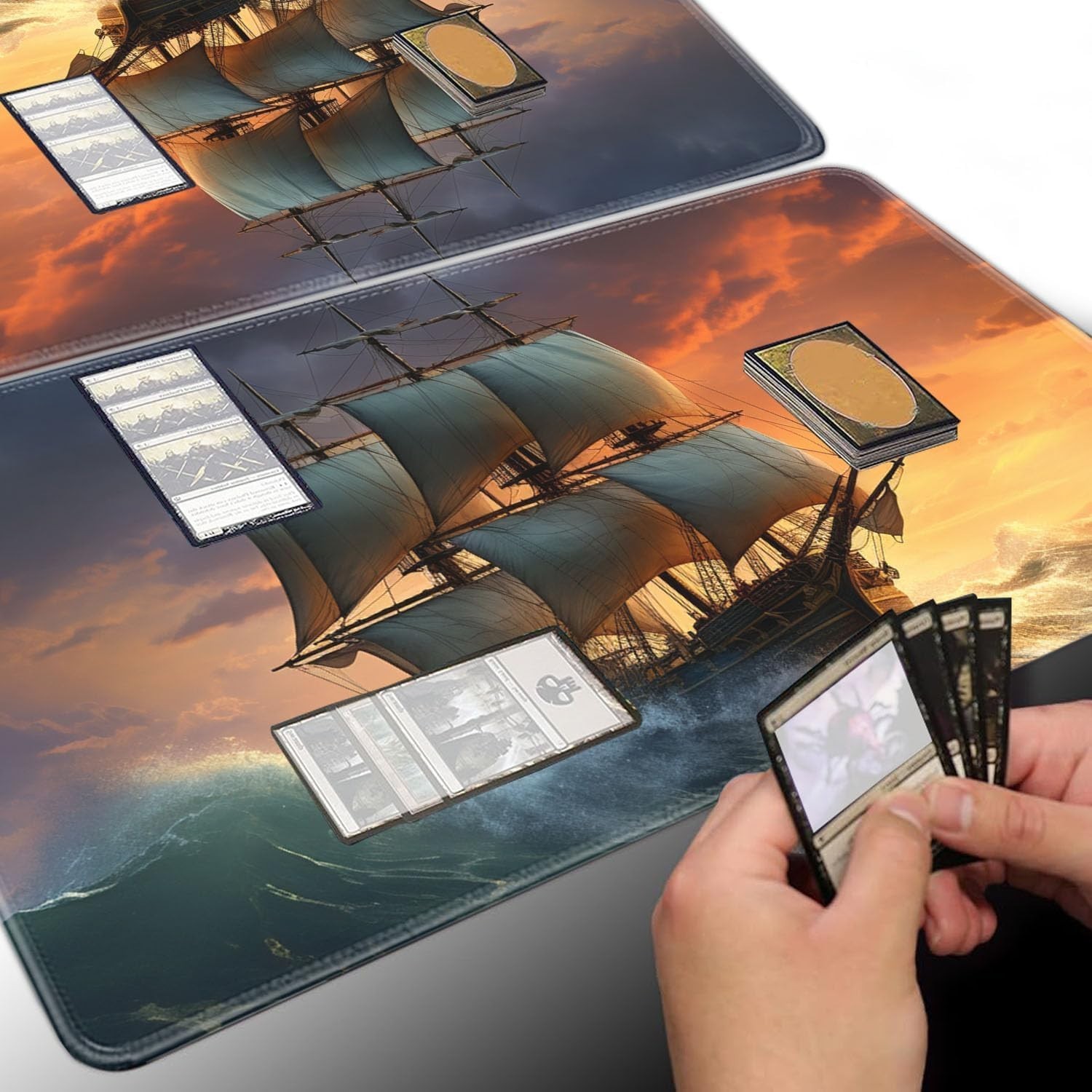 Waterproof and Washable Gaming Playmat 24″ x 14″ for Card Games with Dice