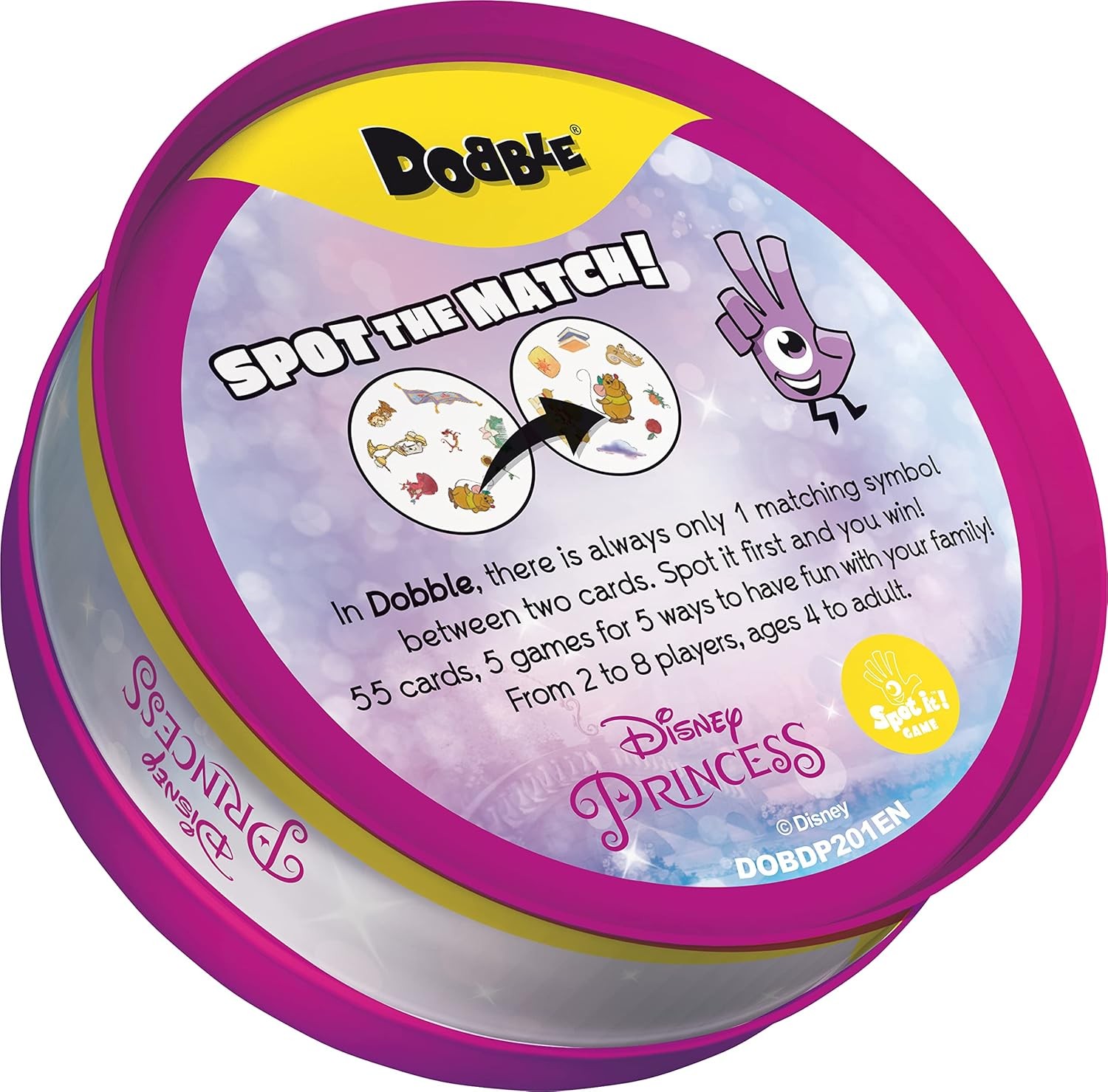 Asmodee | Dobble Disney Princess | Card Game | Ages 4+ | 2-5 Players | 10 Minute