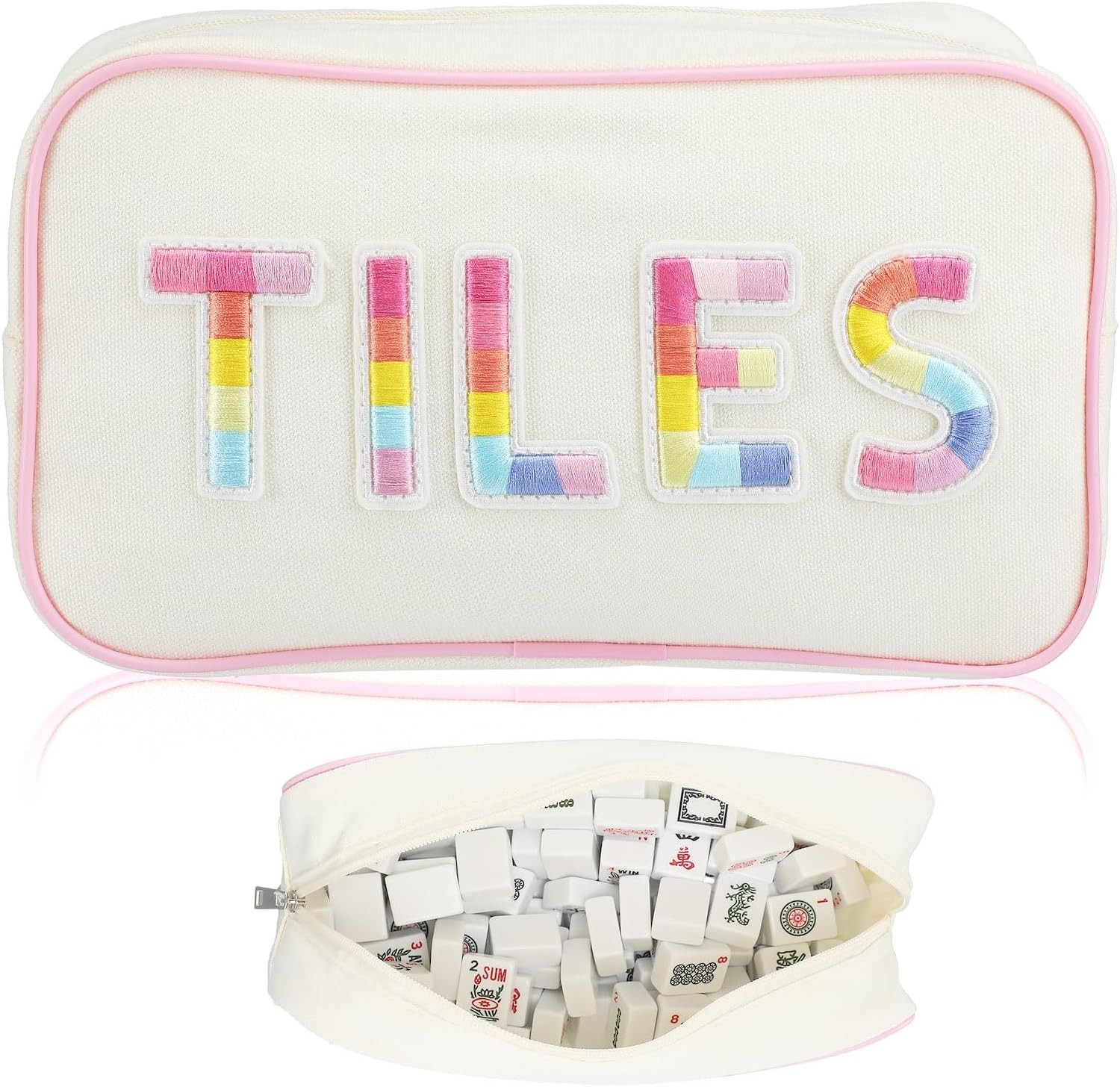Empty Mahjong Bag Thickened American Mahjong Tiles Bag with Zipper Storage Pouch