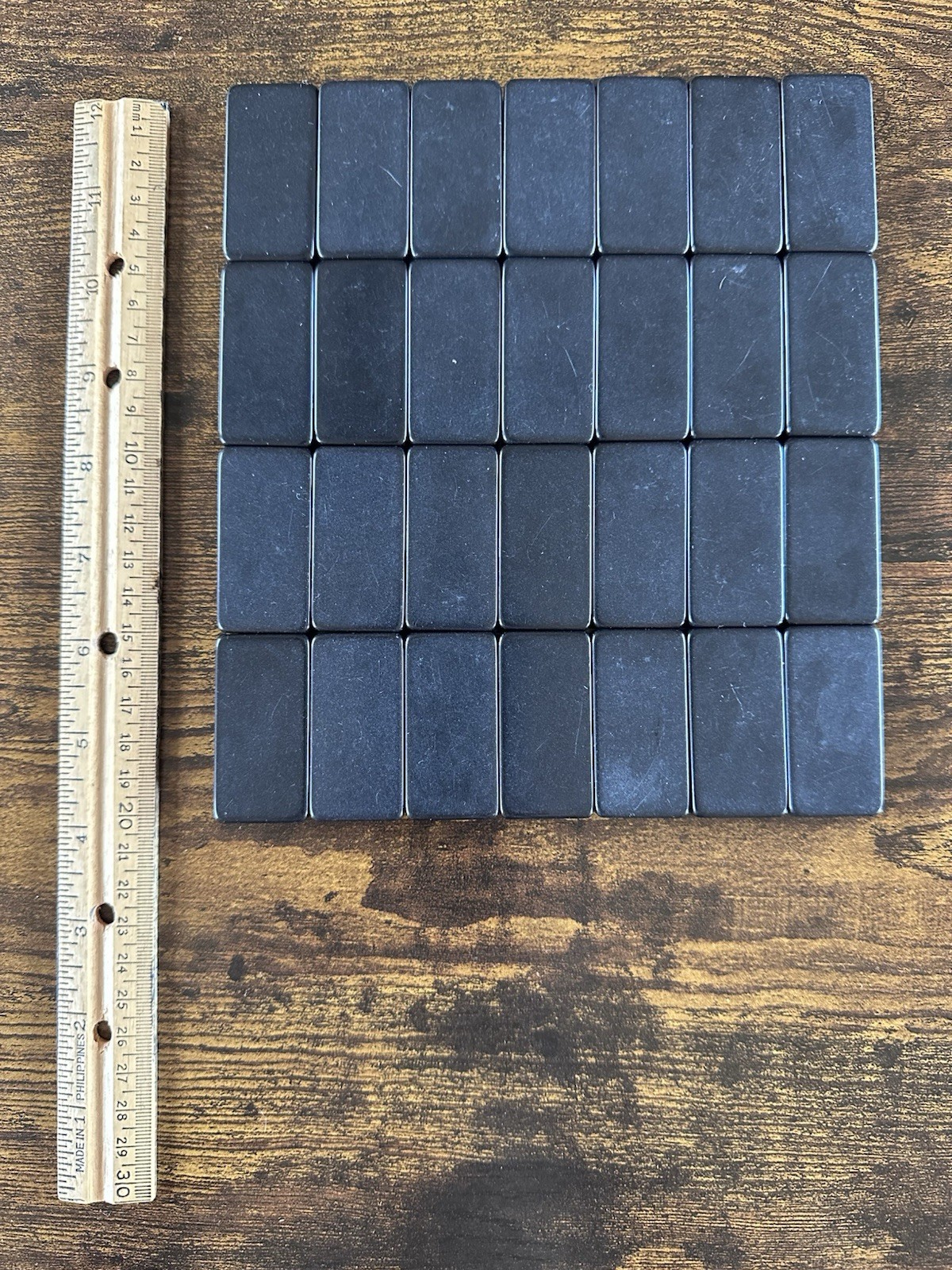 Vintage Set of Puremco No. 616 Standard Marblelike Dominoes Black