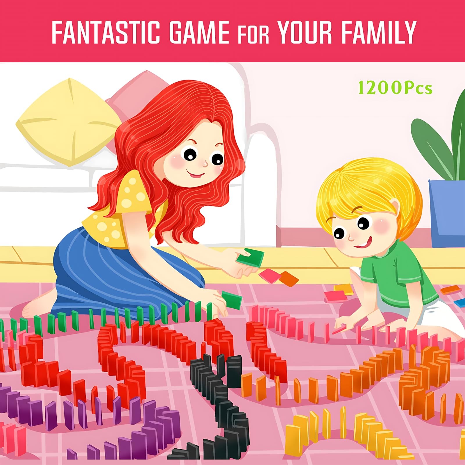 1200 Piece Dominoes Set for , Colorful Dominos Tiles for Building, Stacking, …