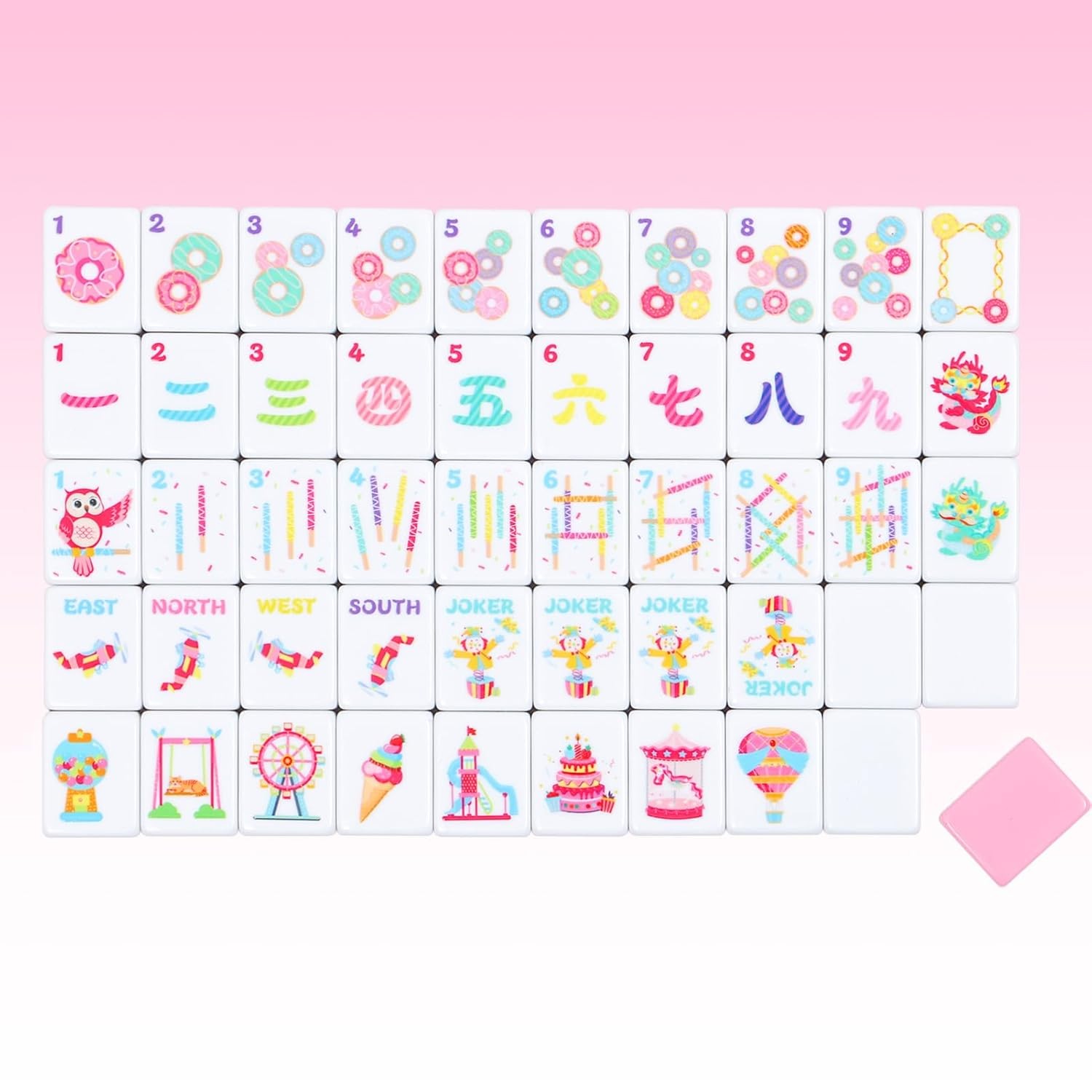 American Mahjong Set 160 Pink Tiles Game Complete with Bag Accessories
