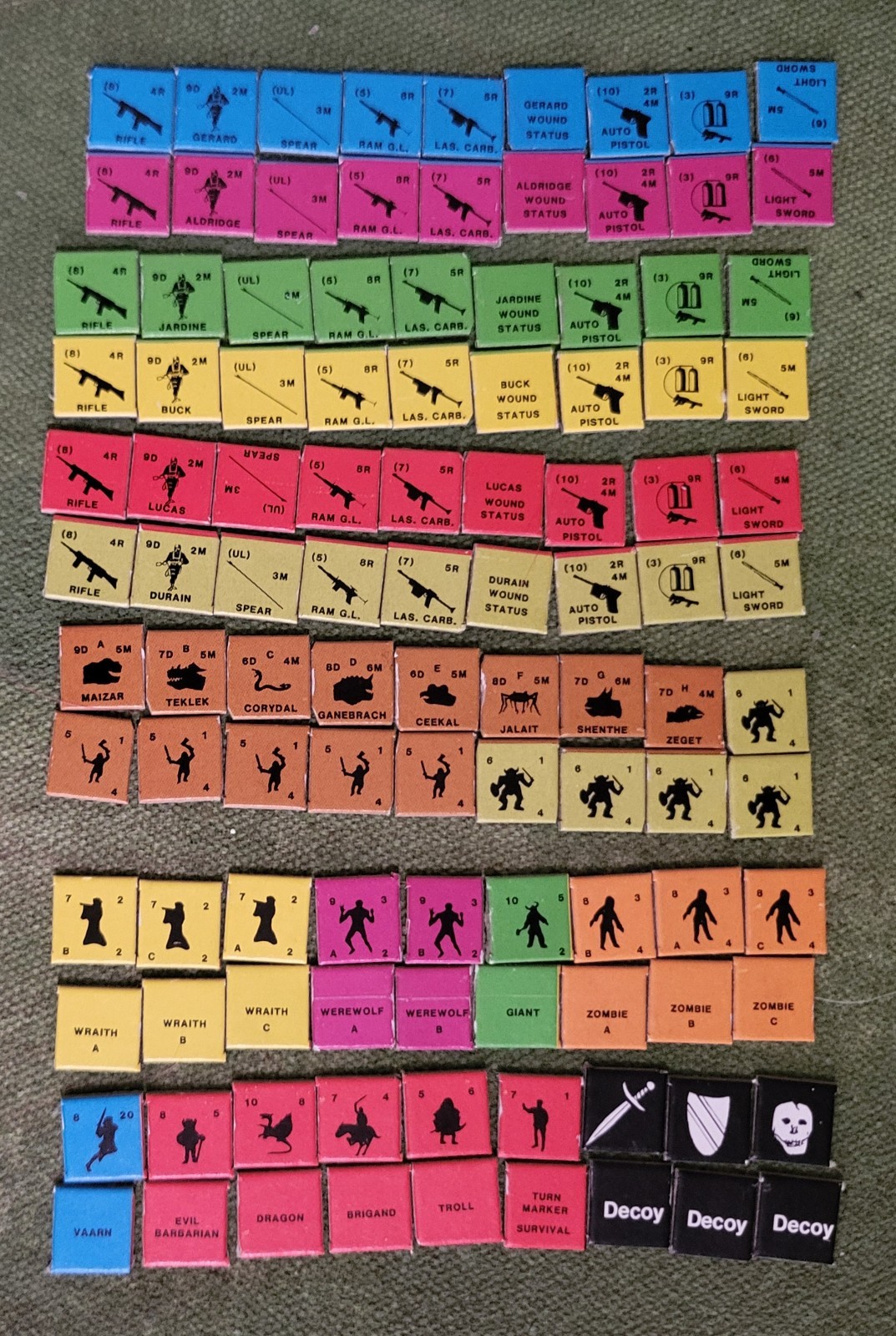 Survival/The Barbarian 1979 Task Force wargame bagged complete punched dice Good