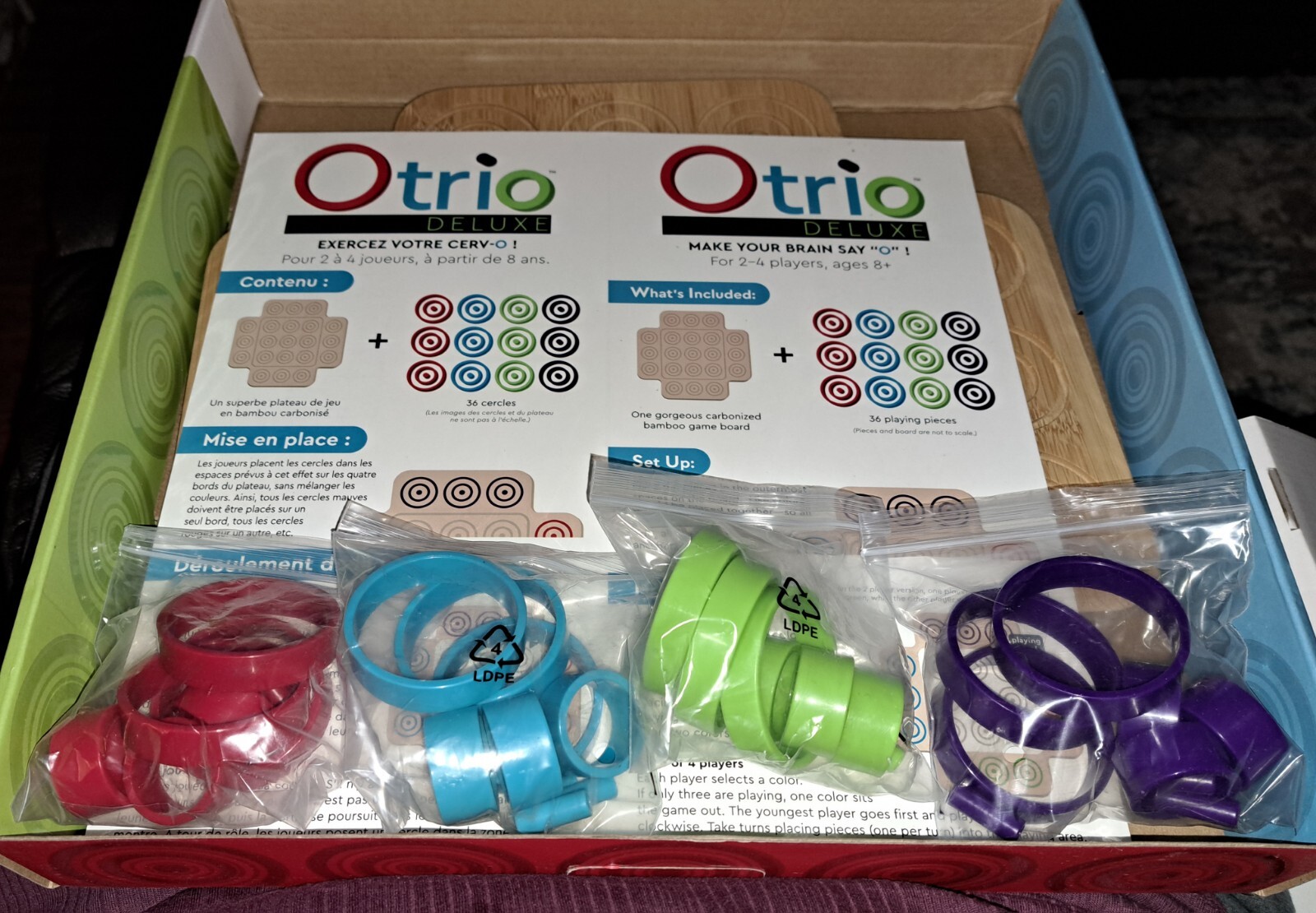 Otrio Deluxe – Strategy Game Wood Board by Marbles Brain Workshop COMPLETE