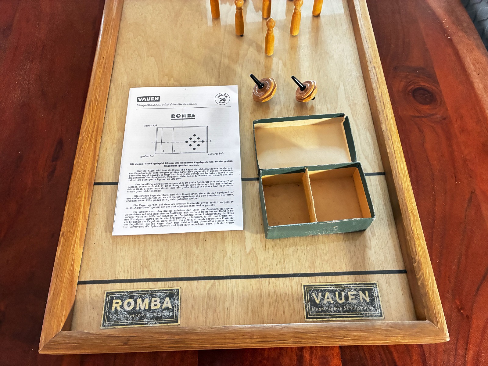 Romba bowling game table bowling game Vauen with instructions, from 1950 antique, like new 1