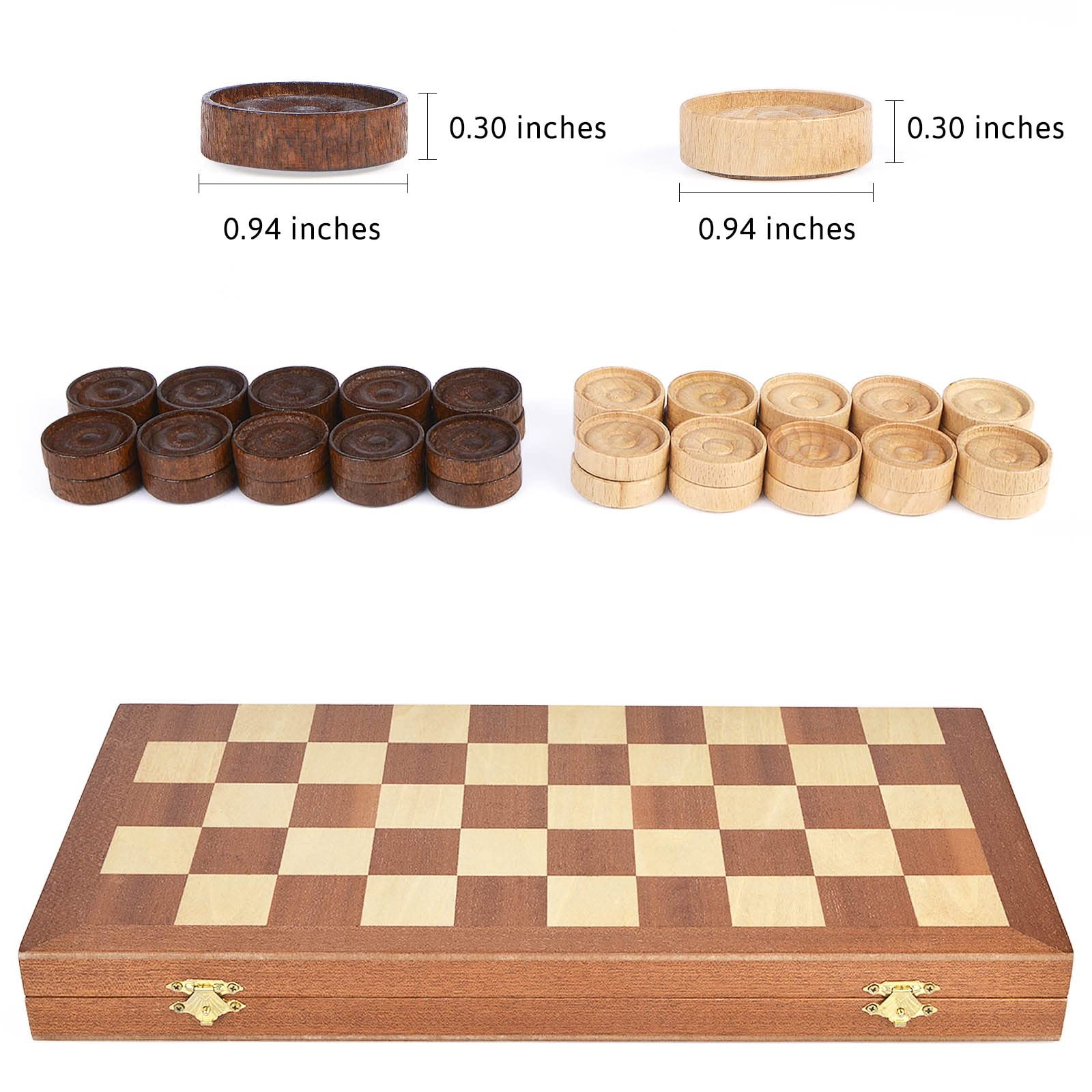 15inch Checkers Folding Wooden Game Set, 100 Square Checkerboard Internationa…