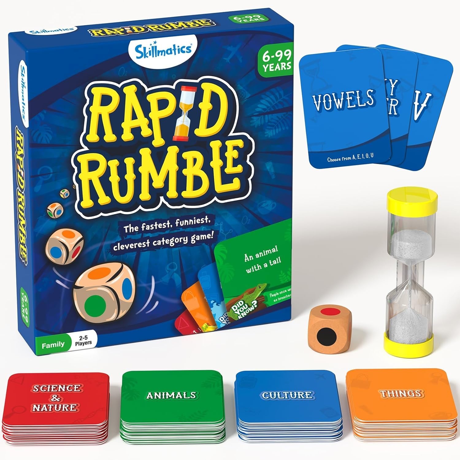 Board Game Fast-Paced Educational Family Party Game Card Dice Set Ages 6 and Up