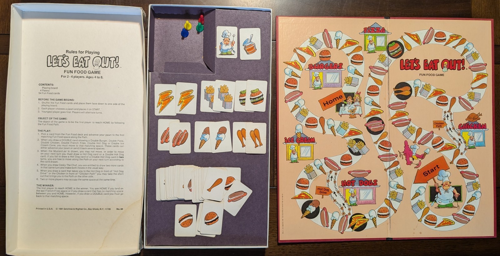 COMPLETE – Let’s Eat Out! Fun Food Board Game 1981 Selchow And Righter