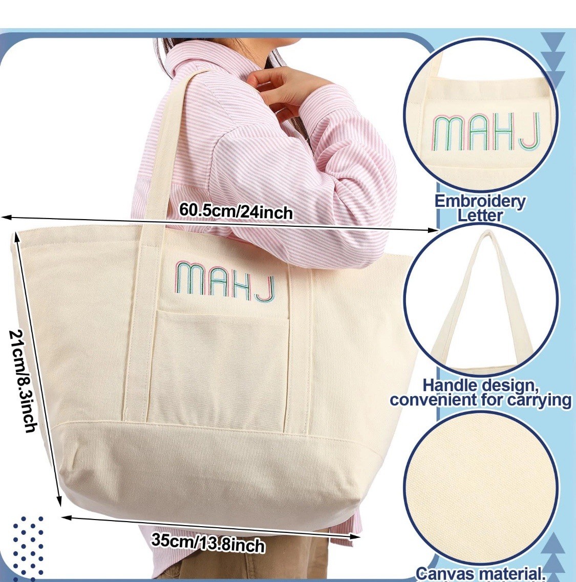 Sunnymove Mahjong Bag for American Mahjong Tiles Bag with Zipper Bag Only