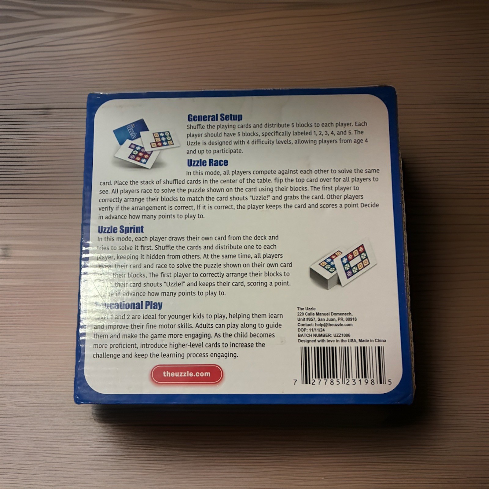 NEW The Uzzle Board Game, Family Board Games for Children & Adults OPEN BOX