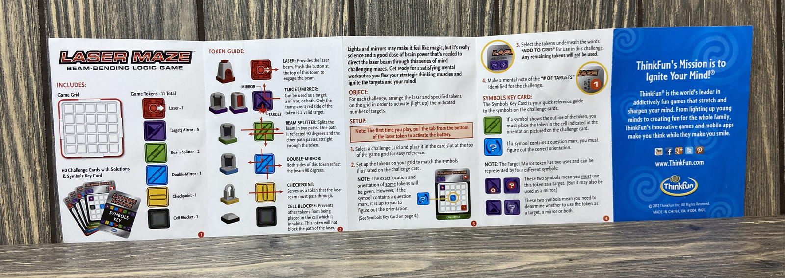 Thinkfun Laser Maze Instruction Manual Replacement Parts 2012