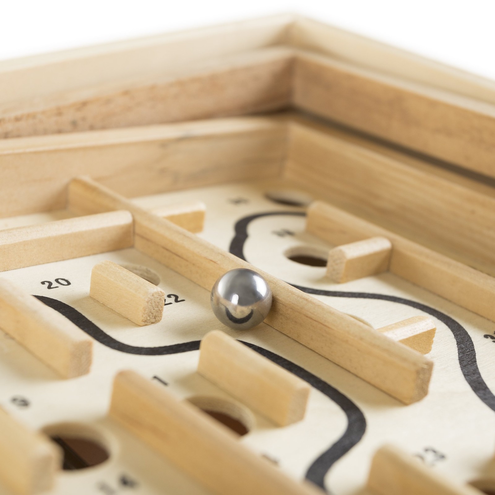 Labyrinth Game – Wooden Puzzle Maze with Two Steel Marbles – 11” x Small, Tan