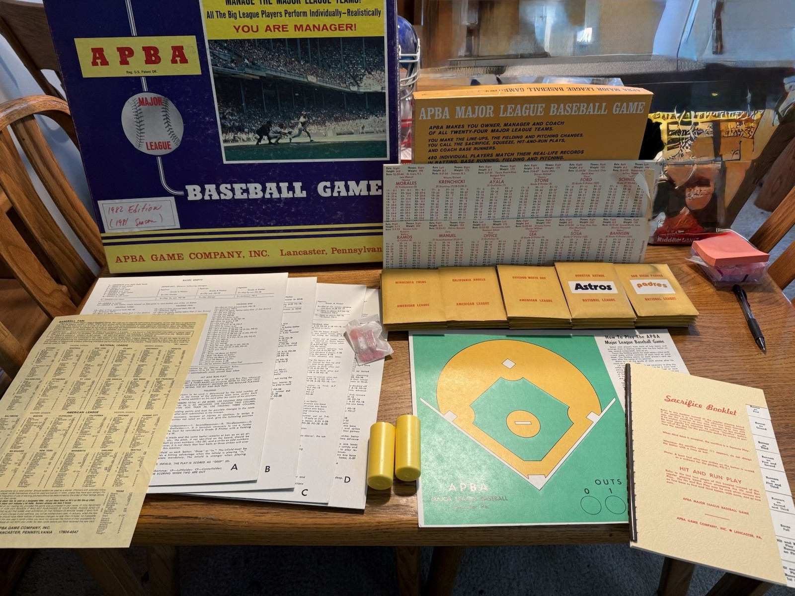 APBA Major League Baseball 1982 set Board Game Complete Set w/ Dice & Team Cards