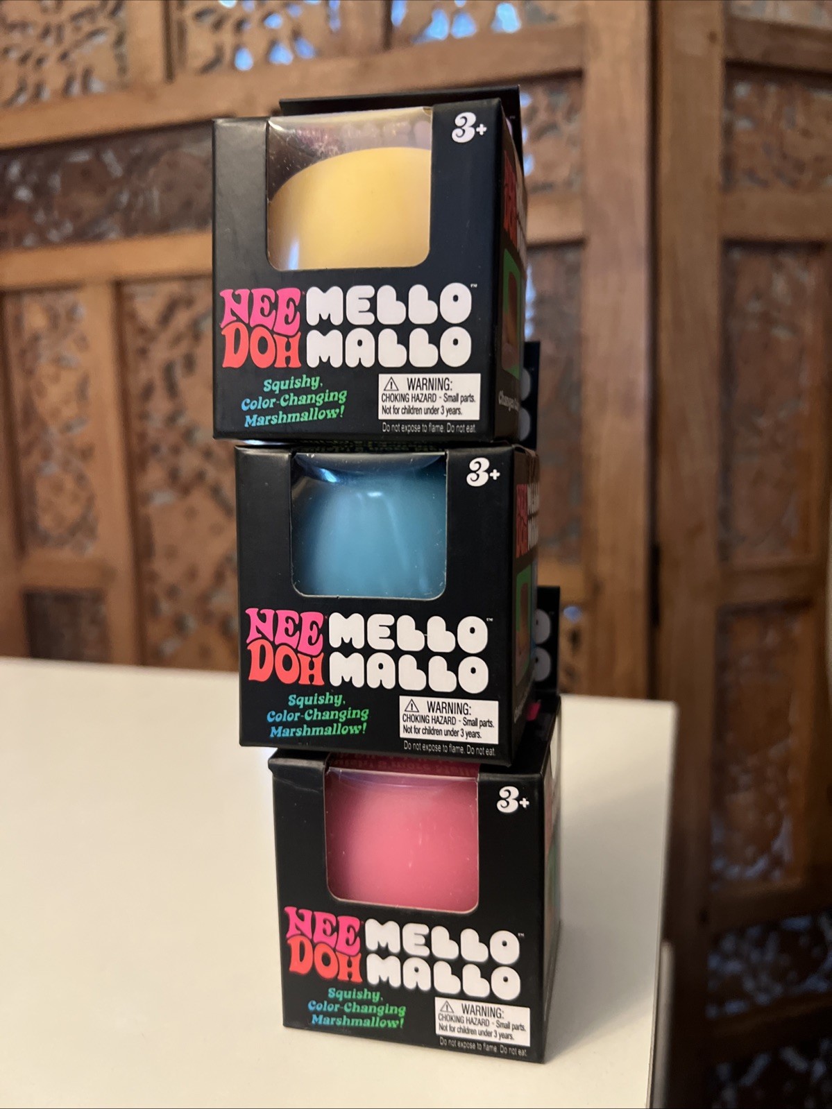 Nee Doh Mello Mallo TRIO x3 Color Changing Marshmallow Schylling Sealed Box NEW