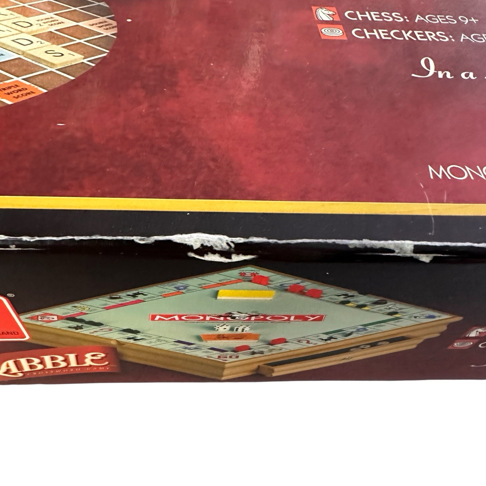 Monopoly Scrabble and 4 Classic Games Solid Wood Cabinet 2007 Parker Brothers