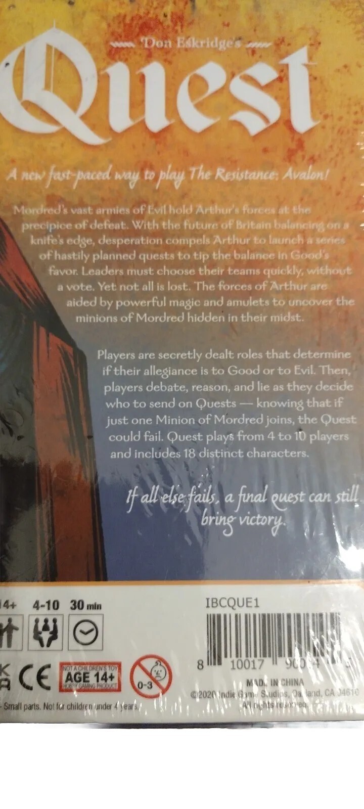 Quest: Role Play Game-Don Eskridge’s Resistance: Avalon NEW Indie Board & Cards