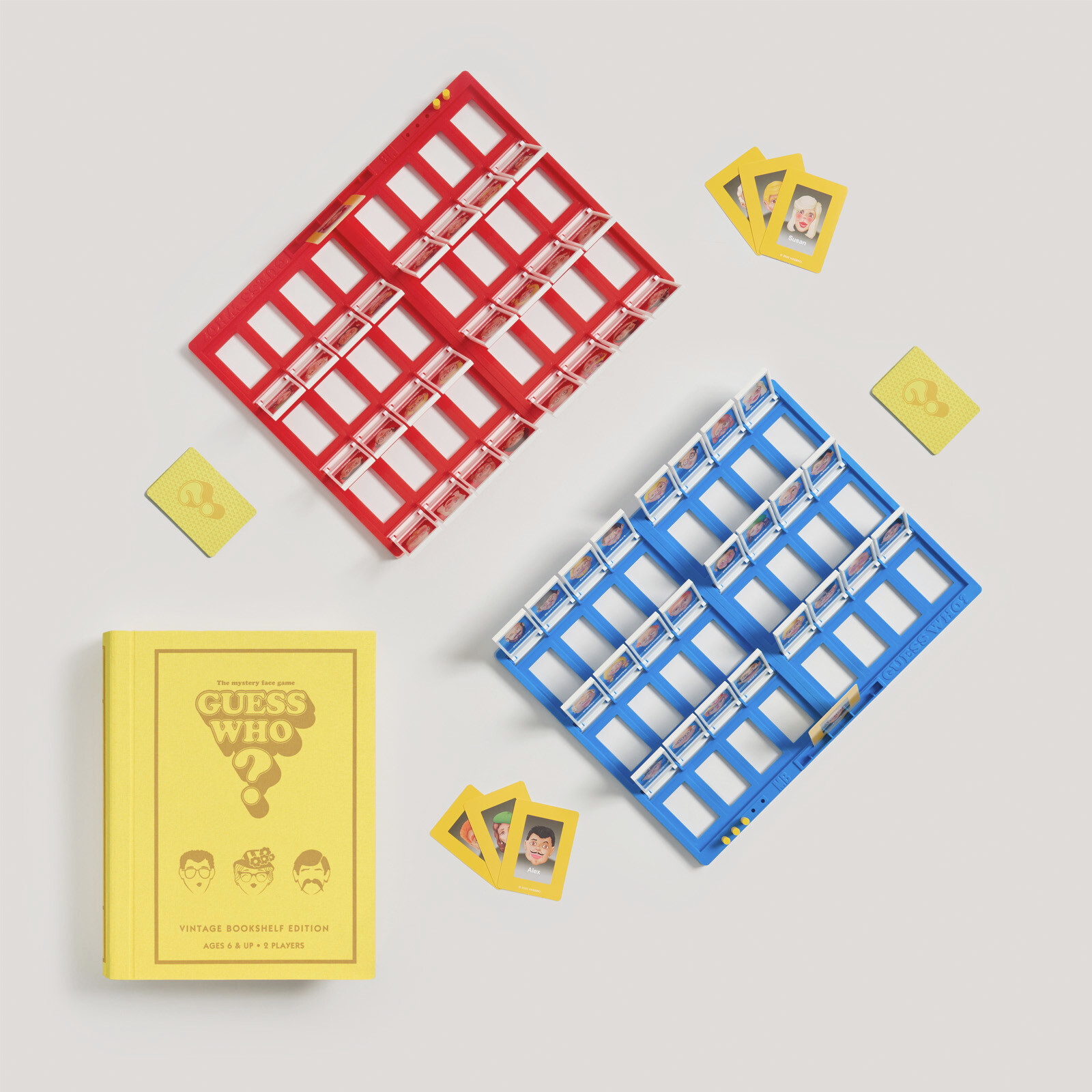 Guess Who? Vintage Bookshelf Edition Board Game in Linen Book Case WS Game Co