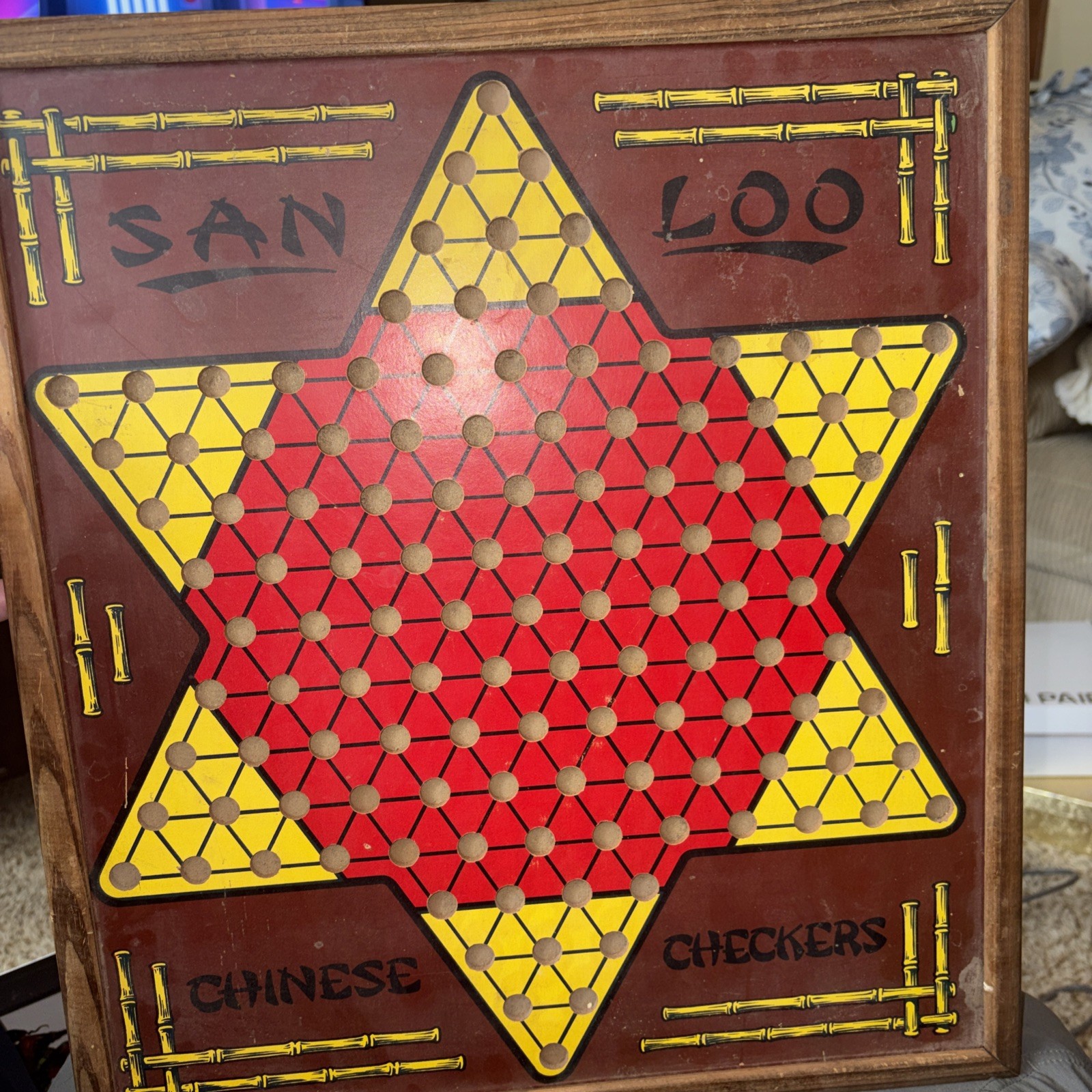 Vintage San Loo Chinese Checkers Board Ante Up Rummy